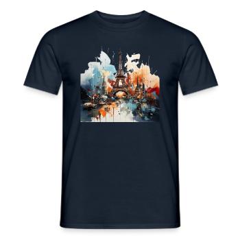 Fascinante peinture abstraite de la Tour Eiffel - T-shirt homme - marine - Devant - AI Model Male 178 light (178cm)