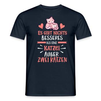 Es gibt nichts besseres als eine Katze außer zwei - Männer T-Shirt - Navy - Vorne - AI Model Male 178 light (178cm)