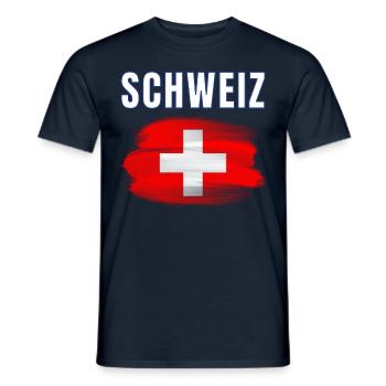 Schweiz 2024 Trikot - Schweizer Fahne Schweiz - Männer T-Shirt - Navy - Vorne - AI Model Male 178 light (178cm)