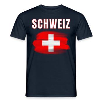 Schweiz 2024 Trikot - Schweizer Fahne Schweiz - Männer T-Shirt - Navy - Vorne - AI Model Male 178 light (178cm)