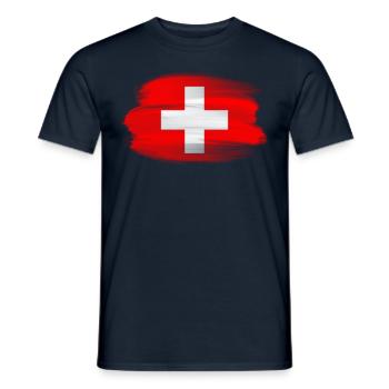 Schweiz 2024 Trikot - Schweizer Fahne Schweiz - Männer T-Shirt - Navy - Vorne - AI Model Male 178 light (178cm)