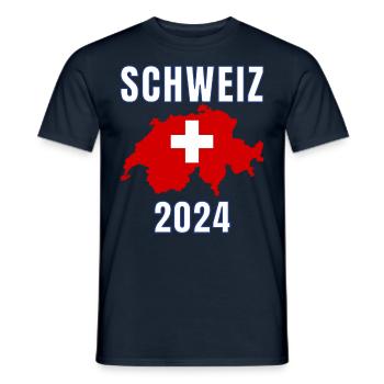 Schweiz 2024 Trikot - Schweizer Fahne Schweiz - Männer T-Shirt - Navy - Vorne - AI Model Male 178 light (178cm)