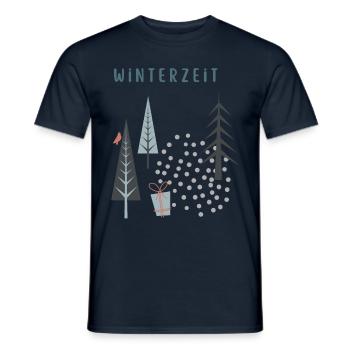 Winter Time - The Winter Snows Snowflakes - Men's T-Shirt - navy - Front - AI Model Male 178 light (178cm)