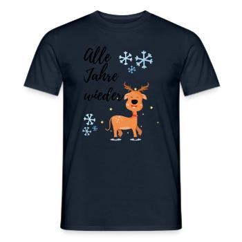 Winter Time - The Winter Snows Snowflakes - Men's T-Shirt - navy - Front - AI Model Male 178 light (178cm)