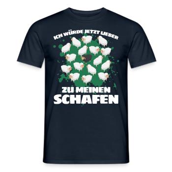 I'D RATHER GO TO MY SHEEP NOW - Men's T-Shirt - navy - Front - AI Model Male 178 light (178cm)