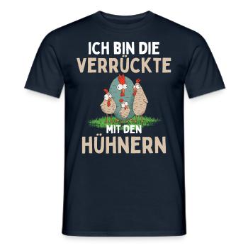 JE SUIS LE FOU AVEC LES POULETS Drôle - T-shirt homme - marine - Devant - AI Model Male 178 light (178cm)