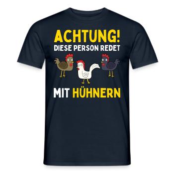 ATTENTION, JE PARLE À DES POULES ! Drôle d’œuf de poule - T-shirt homme - marine - Devant - AI Model Male 178 light (178cm)