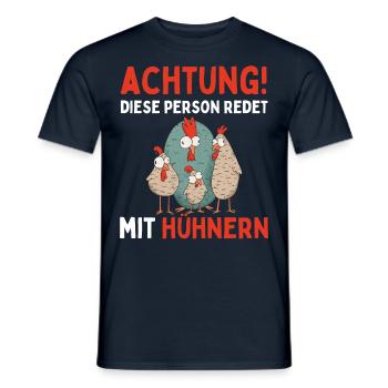 ATTENTION, JE PARLE À DES POULES ! Drôle d’œuf de poule - T-shirt homme - marine - Devant - AI Model Male 178 light (178cm)