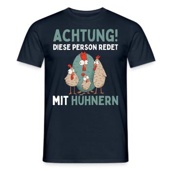 ATTENTION, JE PARLE À DES POULES ! Drôle d’œuf de poule - T-shirt homme - marine - Devant - AI Model Male 178 light (178cm)