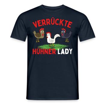 CRAZY CHICKENS LADY Funny Farmer Chickens - Men's T-Shirt - navy - Front - AI Model Male 178 light (178cm)