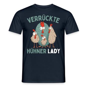 CRAZY CHICKENS LADY Funny Farmer Chickens - Men's T-Shirt - navy - Front - AI Model Male 178 light (178cm)