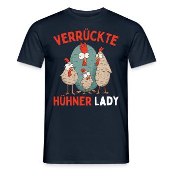 CRAZY CHICKENS LADY Funny Farmer Chickens - Men's T-Shirt - navy - Front - AI Model Male 178 light (178cm)