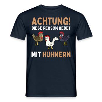ATTENTION, JE M’ADRESSE AUX POULES ! Drôle d’oeuf de poule - T-shirt homme - marine - Devant - AI Model Male 178 light (178cm)