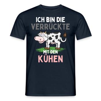 ICH BIN DIE VERRÜCKTE MIT DEN KÜHEN Lustiges - Männer T-Shirt - Navy - Vorne - AI Model Male 178 light (178cm)