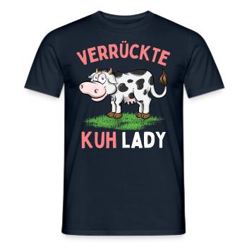 CRAZY COW LADY - Funny Farmer's Wife Farmer - Men's T-Shirt - navy - Front - AI Model Male 178 light (178cm)