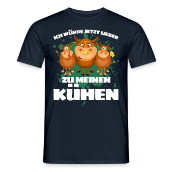 I'D RATHER GO TO MY COWS NOW! Fun - Men's T-Shirt - navy - Front - AI Model Male 178 light (178cm)