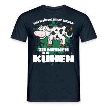 I'D RATHER GO TO MY COWS NOW! Fun - Men's T-Shirt - navy - Front - AI Model Male 178 light (178cm)