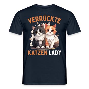 FOLLE DAME DES CHATS ! Drôles De Femmes Chats - T-shirt homme - marine - Devant - AI Model Male 178 light (178cm)