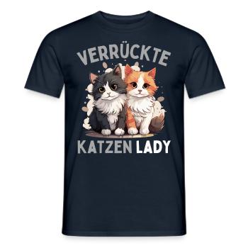 FOLLE DAME DES CHATS ! Drôles De Femmes Chats - T-shirt homme - marine - Devant - AI Model Male 178 light (178cm)