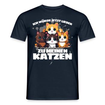 JE PRÉFÈRE ALLER VOIR MES CHATS MAINTENANT ! - T-shirt homme - marine - Devant - AI Model Male 178 light (178cm)