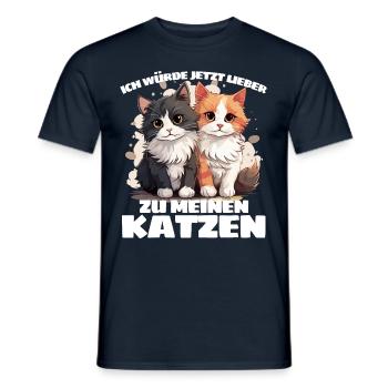JE PRÉFÈRE ALLER VOIR MES CHATS TOUT DE SUITE - T-shirt homme - marine - Devant - AI Model Male 178 light (178cm)