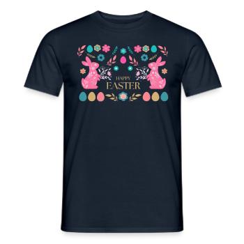 Happy Easter Easter Bunny Happy Easter Easter Motif - Men's T-Shirt - navy - Front - AI Model Male 178 light (178cm)