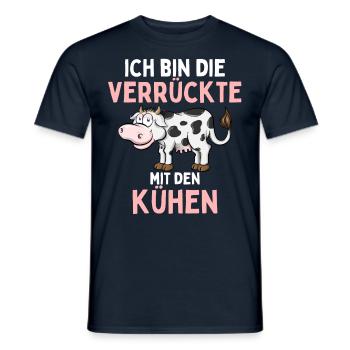 ICH BIN DIE VERRÜCKTE MIT DEN KÜHEN Lustiges - Männer T-Shirt - Navy - Vorne - AI Model Male 178 light (178cm)