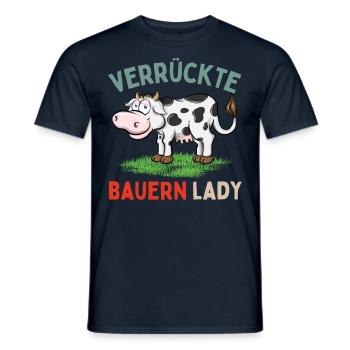 CRAZY FARMER LADY - Drôle de femme de fermier - T-shirt homme - marine - Devant - AI Model Male 178 light (178cm)