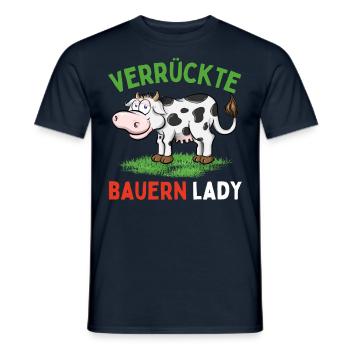 CRAZY FARMER LADY - Drôle de femme de fermier - T-shirt homme - marine - Devant - AI Model Male 178 light (178cm)