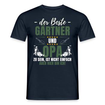 THE BEST GARDENER AND GRANDPA! Fun garden - Men's T-Shirt - navy - Front - AI Model Male 178 light (178cm)