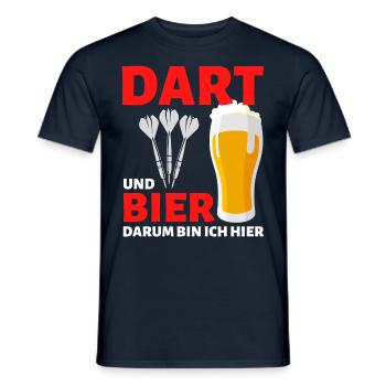 Dart Und Bier Darum Bin Ich Hier – Lustiger Dart - Männer T-Shirt - Navy - Vorne - AI Model Male 178 light (178cm)