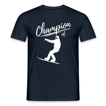 Champion of Snowboarding Adventure - Men's T-Shirt - navy - Front - AI Model Male 178 light (178cm)