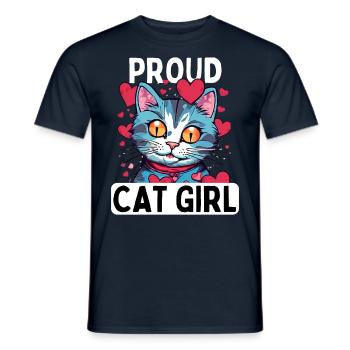 Stolze Katzenliebhaberin Mit Kätzchen Und Herzen - Männer T-Shirt - Navy - Vorne - AI Model Male 178 light (178cm)