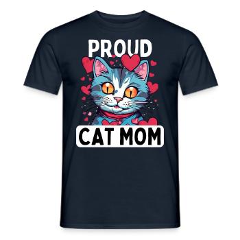 fier amoureux des chats chaton chat maman avec cœur - T-shirt homme - marine - Devant - AI Model Male 178 light (178cm)