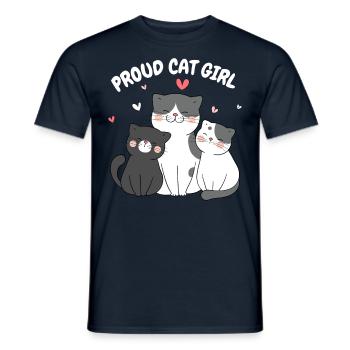Stolze Katzenliebhaberin Lustige Katze Kätzchen - Männer T-Shirt - Navy - Vorne - AI Model Male 178 light (178cm)