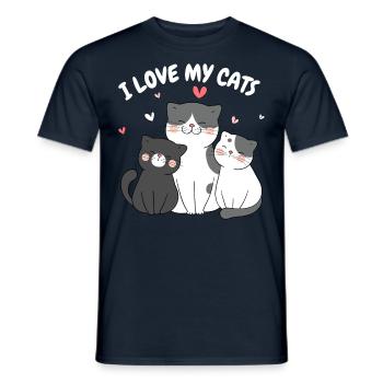 I Love My Cats - Cute Kitten Motif For - Men's T-Shirt - navy - Front - AI Model Male 178 light (178cm)
