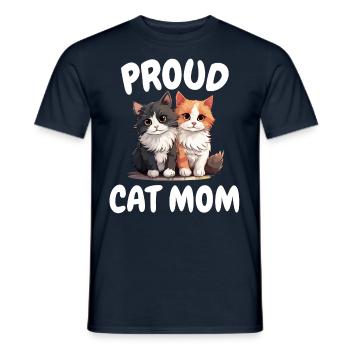 fier chat maman chat amant chaton drôle - T-shirt homme - marine - Devant - AI Model Male 178 light (178cm)