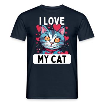 Chat chaton chat amoureux des chats drôle j’adore mon - T-shirt homme - marine - Devant - AI Model Male 178 light (178cm)