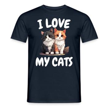 J’aime mes chats drôle de chaton pour - T-shirt homme - marine - Devant - AI Model Male 178 light (178cm)