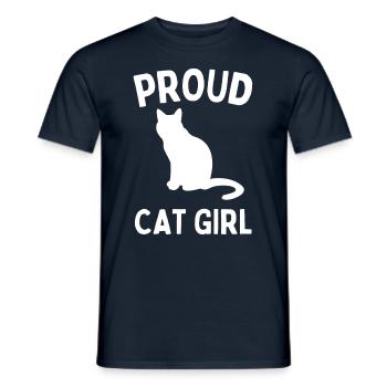 fier chat fille chat amant drôle chaton - T-shirt homme - marine - Devant - AI Model Male 178 light (178cm)