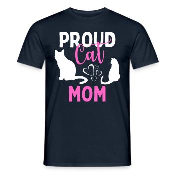 Fier chat maman chaton chat amoureux des chats - T-shirt homme - marine - Devant - AI Model Male 178 light (178cm)