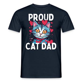 Proud Cat Lover Cat Dad With Heart Funny - Men's T-Shirt - navy - Front - AI Model Male 178 light (178cm)