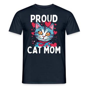 Fier chat maman chat chaton amoureux des chats - T-shirt homme - marine - Devant - AI Model Male 178 light (178cm)