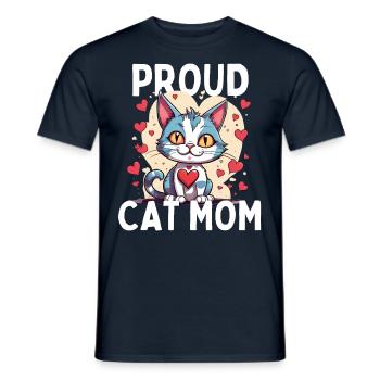 Fier chat maman coeur chaton pour - T-shirt homme - marine - Devant - AI Model Male 178 light (178cm)