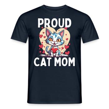 Fière Chat Maman - Drôle De Chat Avec Du Coeur Et - T-shirt homme - marine - Devant - AI Model Male 178 light (178cm)