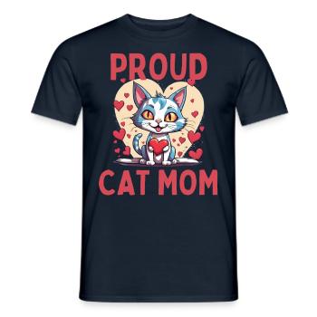 Stolze Katzenmama Herz Katze Kätzchen - Männer T-Shirt - Navy - Vorne - AI Model Male 178 light (178cm)