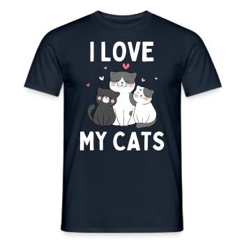 J’aime mes chats - Drôle de chaton chaton - T-shirt homme - marine - Devant - AI Model Male 178 light (178cm)
