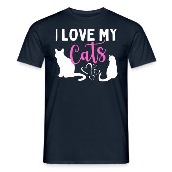 I Love My Cats – Drôle de chat pour - T-shirt homme - marine - Devant - AI Model Male 178 light (178cm)
