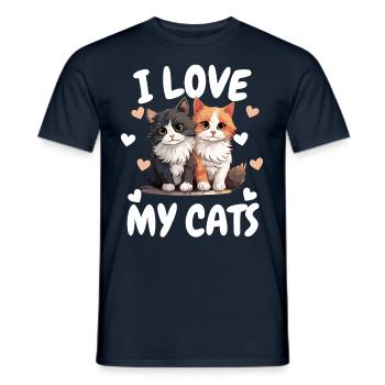 J’aime mes chats - Design amusant de chaton - T-shirt homme - marine - Devant - AI Model Male 178 light (178cm)
