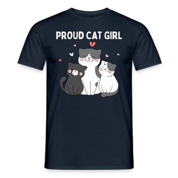Stolze Katzenmädchen Glücklich Kätzchen - Männer T-Shirt - Navy - Vorne - AI Model Male 178 light (178cm)